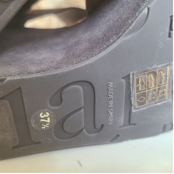 Pedro Garcia Grey Suede Peep Toe Slingback Velcro Platform Wedge Sandal 7.5 - Picture 6 of 13